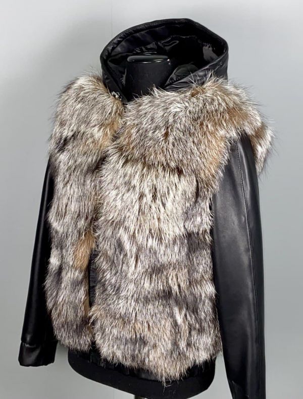 Куртка  женская модель 646к лиса/ч.кожа