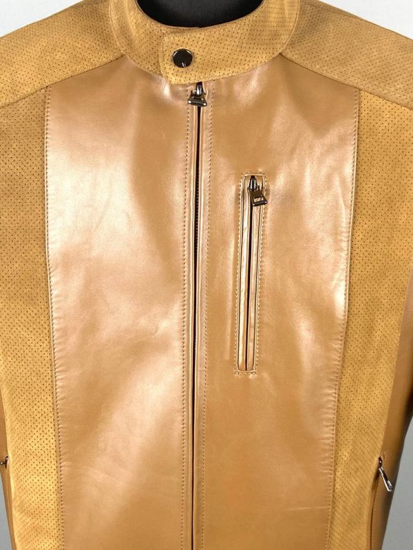 Куртка мужская модель 334.21Б рыж.кемел/перфор.замша